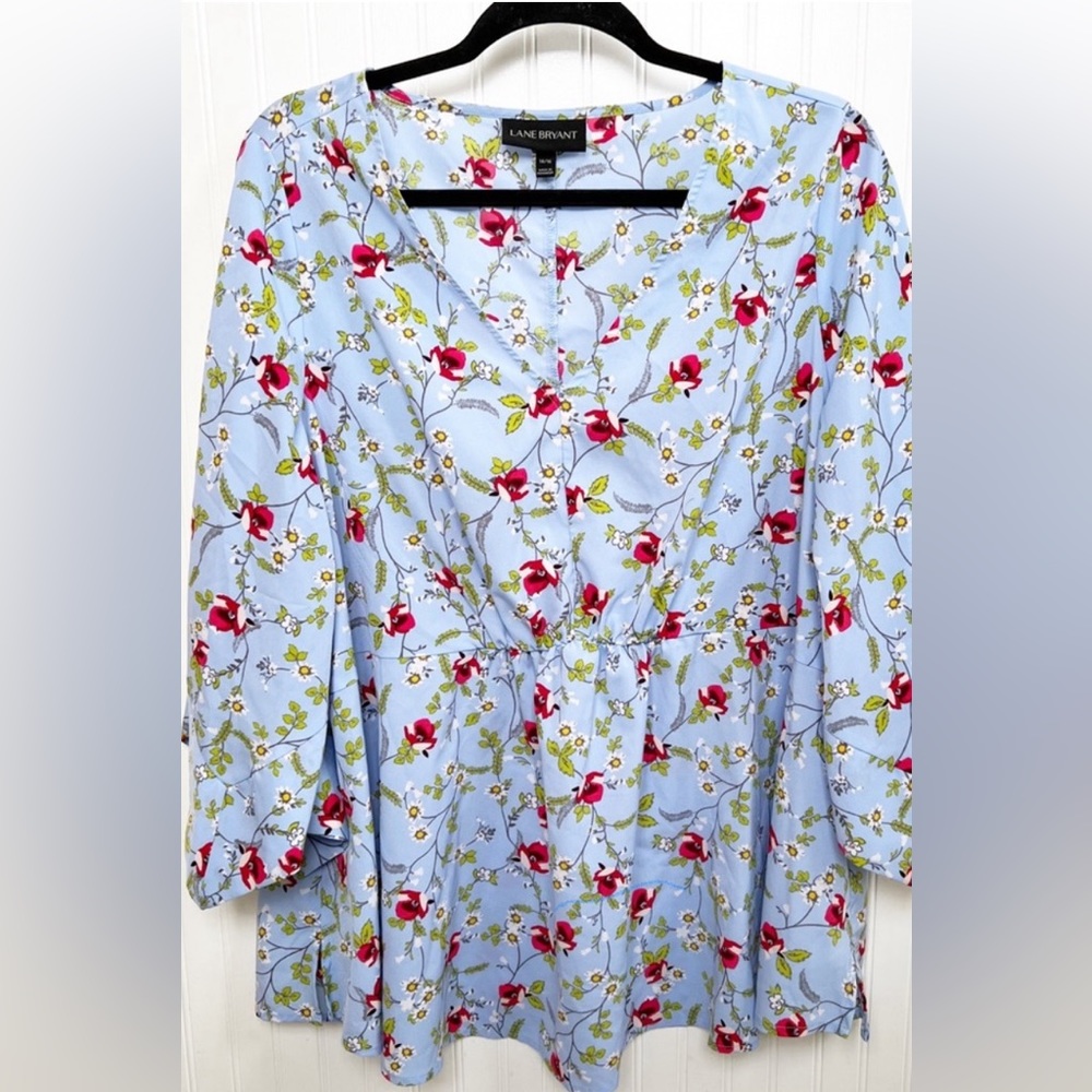 Sky Blue Floral Blouse from Lane Bryant Worn Once!